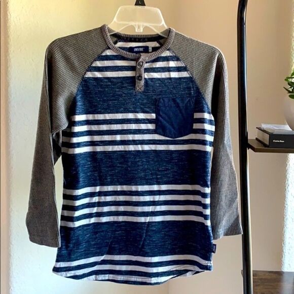 ❤️ UNIVIBE Striped Long sleeve Raglan Henley Size XL ❤️ - Picture 8 of 8